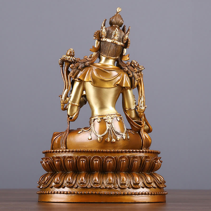 Buddha Stones Bodhisattva Tara Verde Figurina Protezione Ottone Rame Statua Casa Offerta Decorazione - image 2