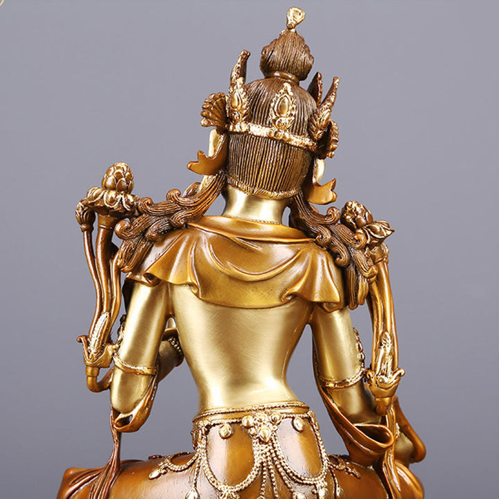 Buddha Stones Bodhisattva Tara Verde Figurina Protezione Ottone Rame Statua Casa Offerta Decorazione - image 7