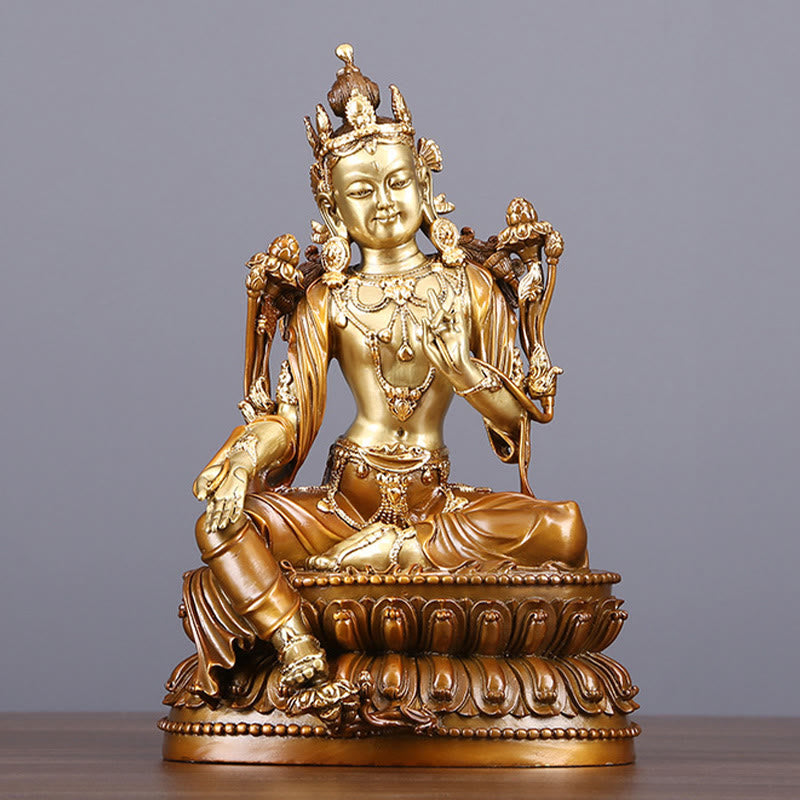 Buddha Stones Bodhisattva Tara Verde Figurina Protezione Ottone Rame Statua Casa Offerta Decorazione - Bodhisattva Tara Verde 27*24,5*24,5 cm - image 0