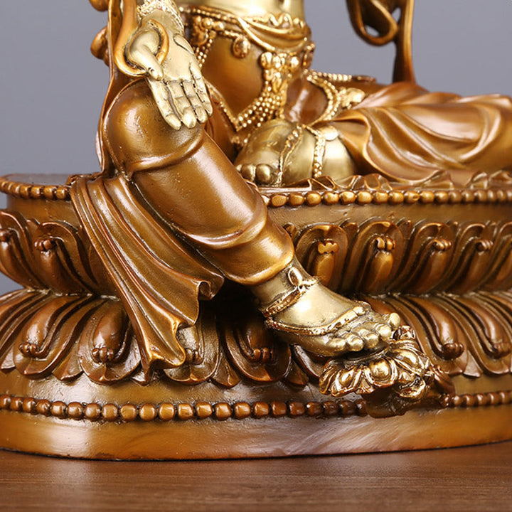 Buddha Stones Bodhisattva Tara Verde Figurina Protezione Ottone Rame Statua Casa Offerta Decorazione