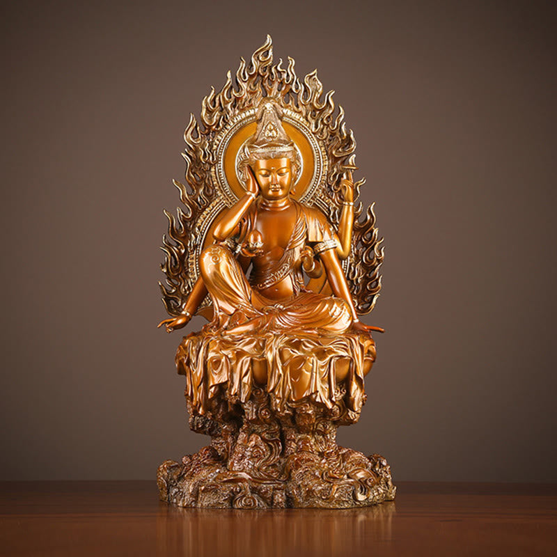 Buddha Stones Kwan Yin Avalokitesvara Successo Ottone Rame Statua Casa Scrivania Altare Decorazione - Avalokitesvara 24*19*51cm - image 0