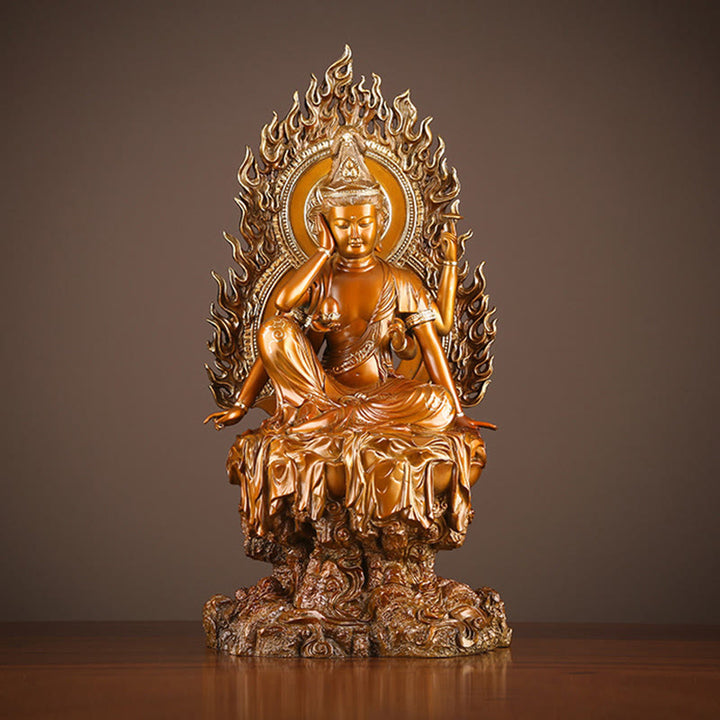 Buddha Stones Kwan Yin Avalokitesvara Successo Ottone Rame Statua Casa Scrivania Altare Decorazione - Avalokitesvara 24*19*51cm - image 0