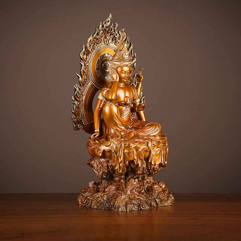 Buddha Stones Kwan Yin Avalokitesvara Successo Ottone Rame Statua Casa Scrivania Altare Decorazione