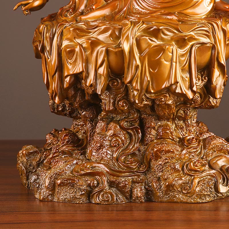 Buddha Stones Kwan Yin Avalokitesvara Successo Ottone Rame Statua Casa Scrivania Altare Decorazione