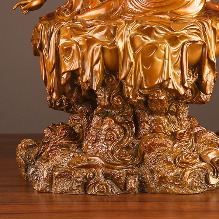 Buddha Stones Kwan Yin Avalokitesvara Successo Ottone Rame Statua Casa Scrivania Altare Decorazione