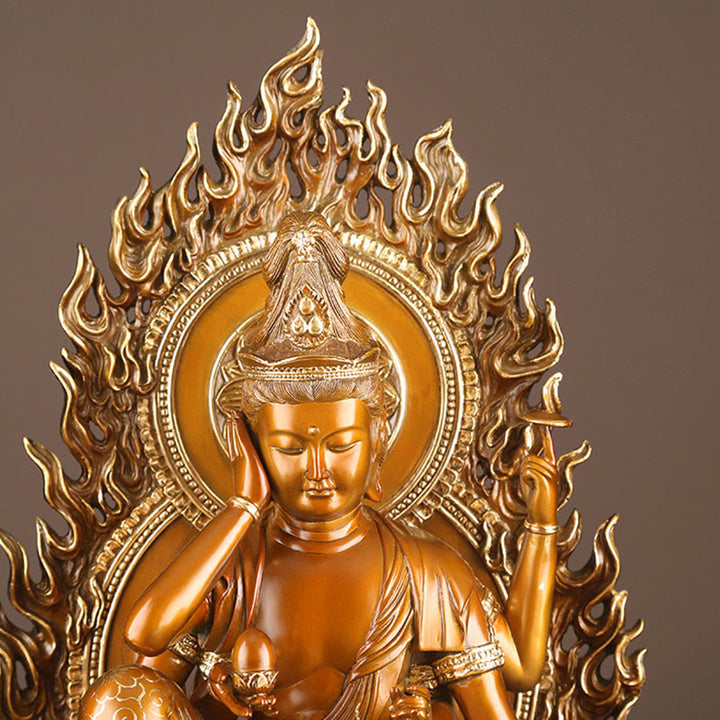 Buddha Stones Kwan Yin Avalokitesvara Successo Ottone Rame Statua Casa Scrivania Altare Decorazione