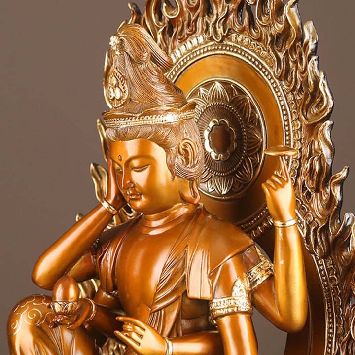 Buddha Stones Kwan Yin Avalokitesvara Successo Ottone Rame Statua Casa Scrivania Altare Decorazione - image 8