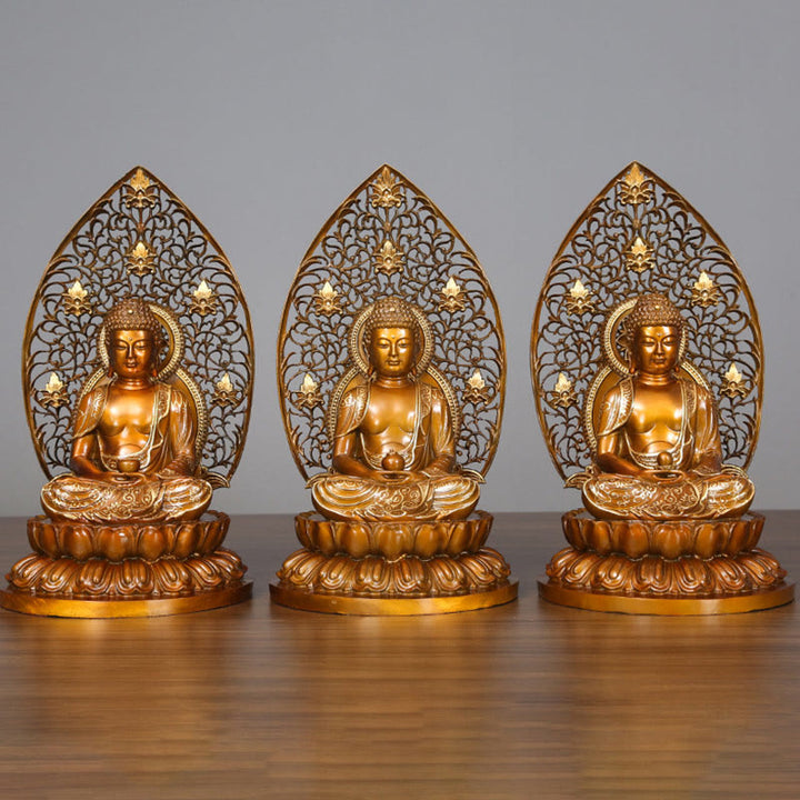 Buddha Stones Sakyamuni Amitabha Statua del Buddha della Medicina Statua di Rame della Serenità Decorazione per la Casa
