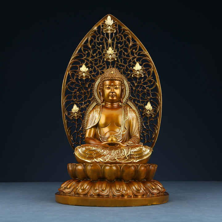 Buddha Stones Sakyamuni Amitabha Statua del Buddha della Medicina Statua di Rame della Serenità Decorazione per la Casa
