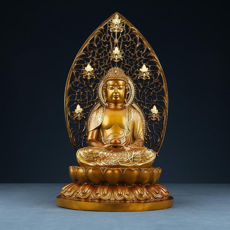 Buddha Stones Sakyamuni Amitabha Statua del Buddha della Medicina Statua di Rame della Serenità Decorazione per la Casa