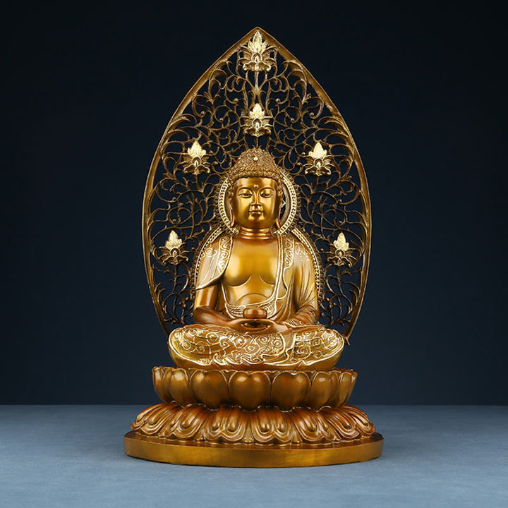 Buddha Stones Sakyamuni Amitabha Statua del Buddha della Medicina Statua di Rame della Serenità Decorazione per la Casa