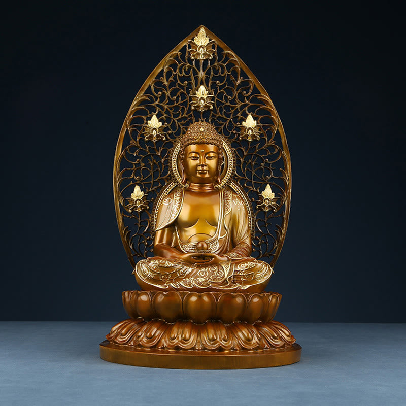 Buddha Stones Sakyamuni Amitabha Statua del Buddha della Medicina Statua di Rame della Serenità Decorazione per la Casa