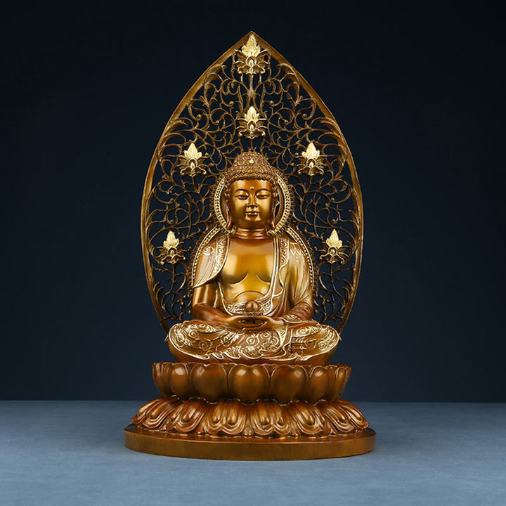 Buddha Stones Sakyamuni Amitabha Statua del Buddha della Medicina Statua di Rame della Serenità Decorazione per la Casa