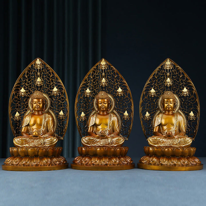 Buddha Stones Sakyamuni Amitabha Statua del Buddha della Medicina Statua di Rame della Serenità Decorazione per la Casa