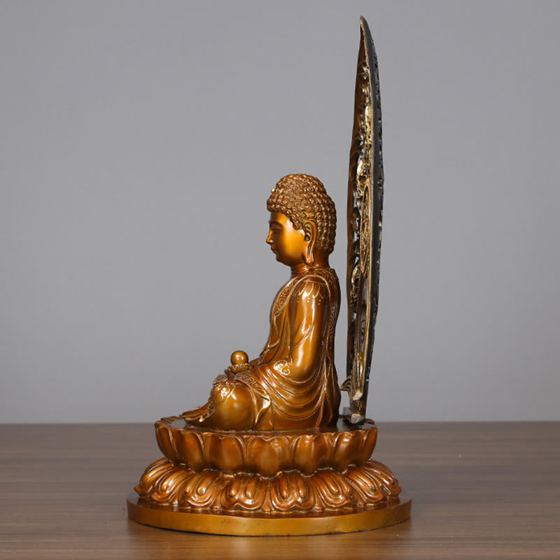 Buddha Stones Sakyamuni Amitabha Statua del Buddha della Medicina Statua di Rame della Serenità Decorazione per la Casa