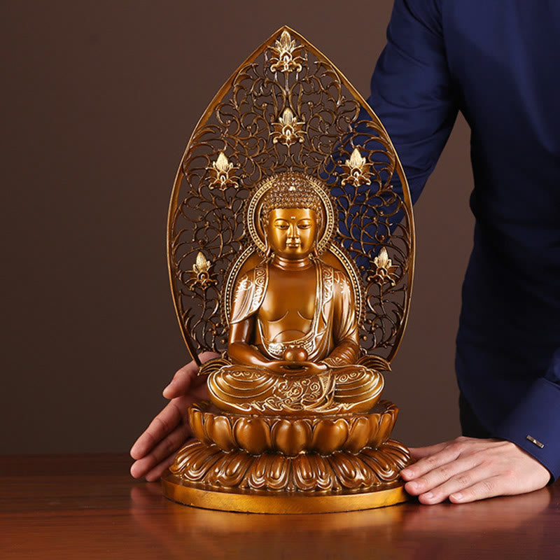 Buddha Stones Sakyamuni Amitabha Statua del Buddha della Medicina Statua di Rame della Serenità Decorazione per la Casa