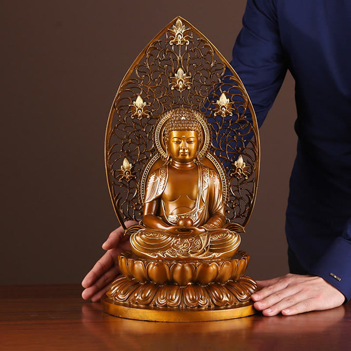 Buddha Stones Sakyamuni Amitabha Statua del Buddha della Medicina Statua di Rame della Serenità Decorazione per la Casa