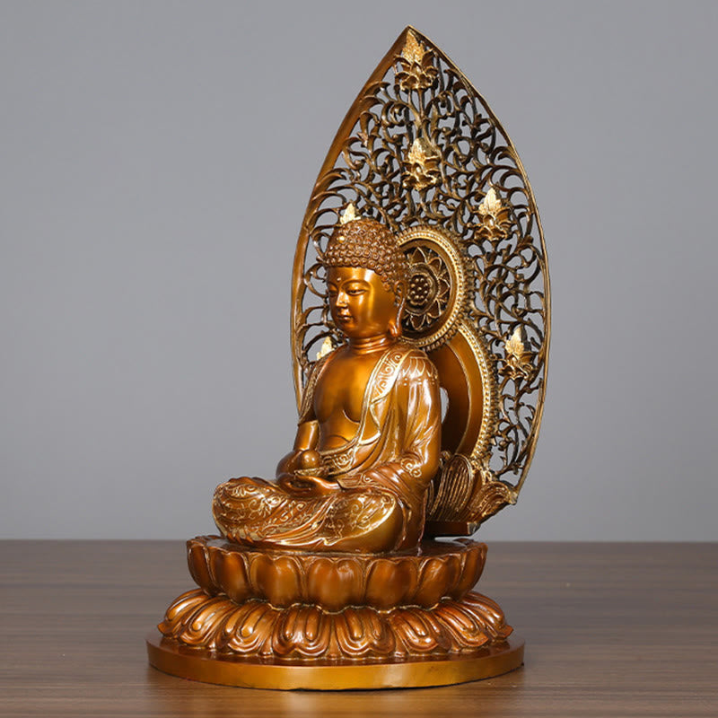 Buddha Stones Sakyamuni Amitabha Statua del Buddha della Medicina Statua di Rame della Serenità Decorazione per la Casa