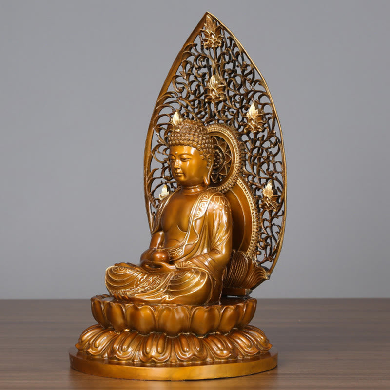 Buddha Stones Sakyamuni Amitabha Statua del Buddha della Medicina Statua di Rame della Serenità Decorazione per la Casa