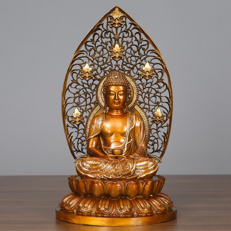Buddha Stones Sakyamuni Amitabha Statua del Buddha della Medicina Statua di Rame della Serenità Decorazione per la Casa - Sakyamuni 24*23*45cm - image 1