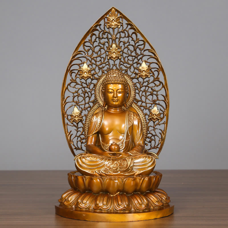 Buddha Stones Sakyamuni Amitabha Statua del Buddha della Medicina Statua di Rame della Serenità Decorazione per la Casa