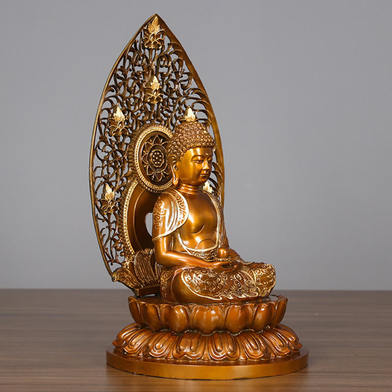 Buddha Stones Sakyamuni Amitabha Statua del Buddha della Medicina Statua di Rame della Serenità Decorazione per la Casa