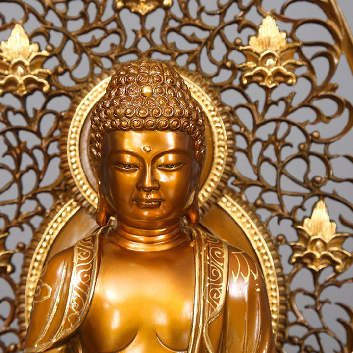 Buddha Stones Sakyamuni Amitabha Statua del Buddha della Medicina Statua di Rame della Serenità Decorazione per la Casa