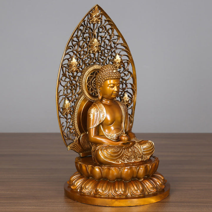 Buddha Stones Sakyamuni Amitabha Statua del Buddha della Medicina Statua di Rame della Serenità Decorazione per la Casa