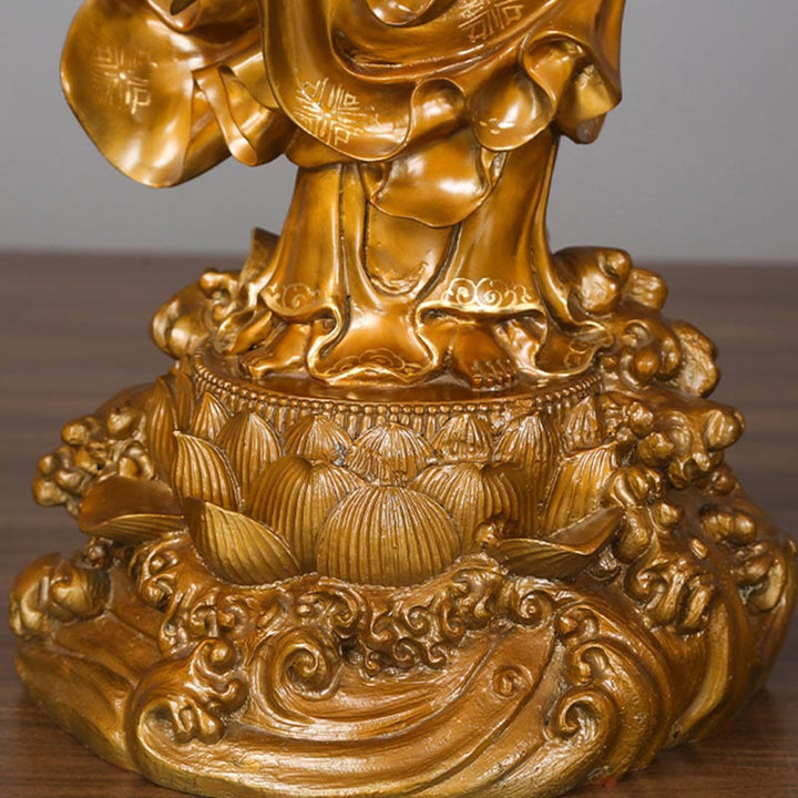 Buddha Stones Kwan Yin Avalokitesvara che tiene un vaso Statua in rame armonia in ottone Decorazione per la casa