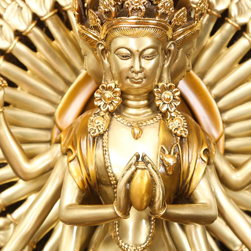 Buddha Stones Fatte a Mano Avalokitesvara Kwan Yin Ricchezza Statua in Ottone e Rame Decorazione - image 7