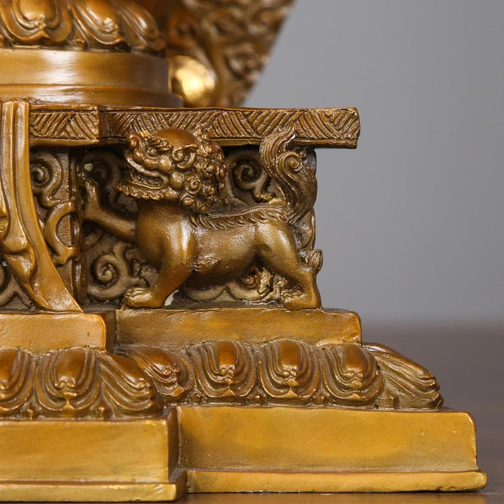 Buddha Stones Fatte a Mano Avalokitesvara Kwan Yin Ricchezza Statua in Ottone e Rame Decorazione