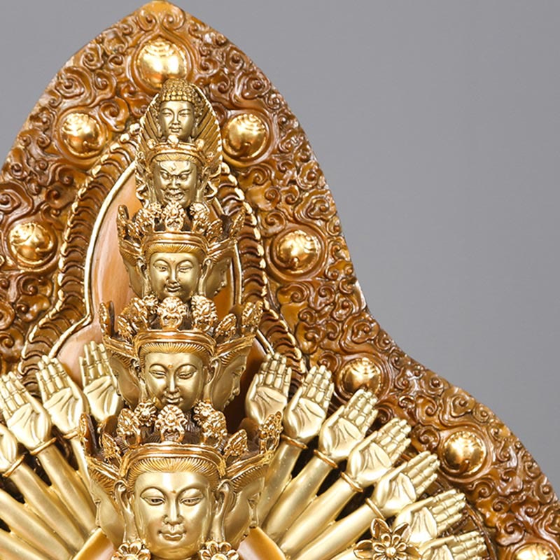 Buddha Stones Fatte a Mano Avalokitesvara Kwan Yin Ricchezza Statua in Ottone e Rame Decorazione - image 6