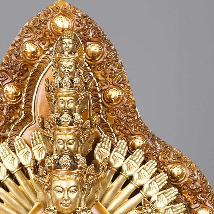 Buddha Stones Fatte a Mano Avalokitesvara Kwan Yin Ricchezza Statua in Ottone e Rame Decorazione - image 6