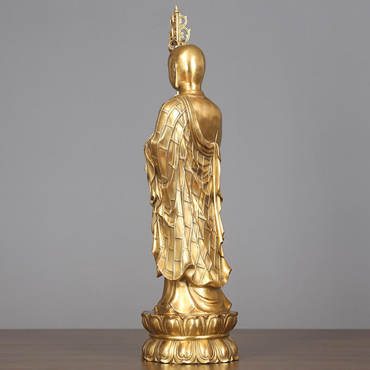 Buddha Stones Ksitigarbha Bodhisattva Figurina Compassione Statua di rame Decorazione per la casa - image 15