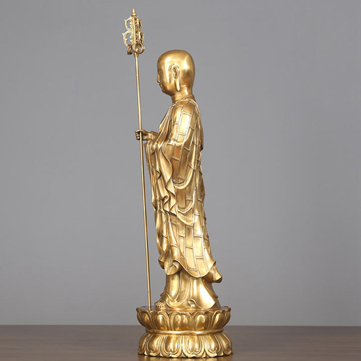 Buddha Stones Ksitigarbha Bodhisattva Figurina Compassione Statua di rame Decorazione per la casa - image 14