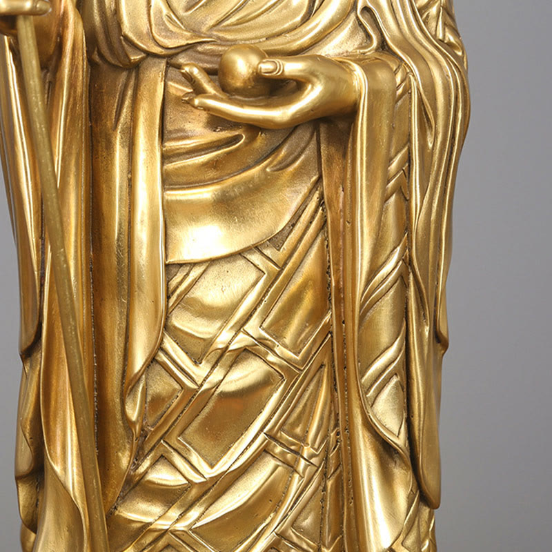 Buddha Stones Ksitigarbha Bodhisattva Figurina Compassione Statua di rame Decorazione per la casa - image 8