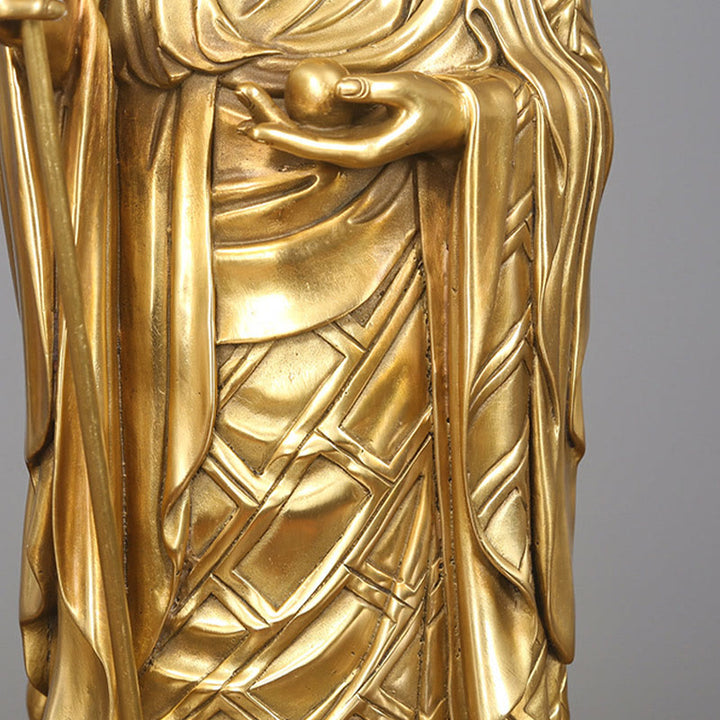 Buddha Stones Ksitigarbha Bodhisattva Figurina Compassione Statua di rame Decorazione per la casa - image 8