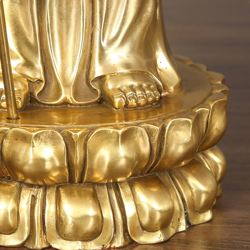 Buddha Stones Ksitigarbha Bodhisattva Figurina Compassione Statua di rame Decorazione per la casa - image 9