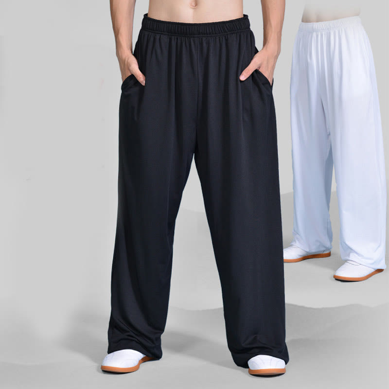 Pantaloni da pratica Tai Chi Qigong con elastico in vita unisex, estivi , Buddha Stones, con tasche - image 1