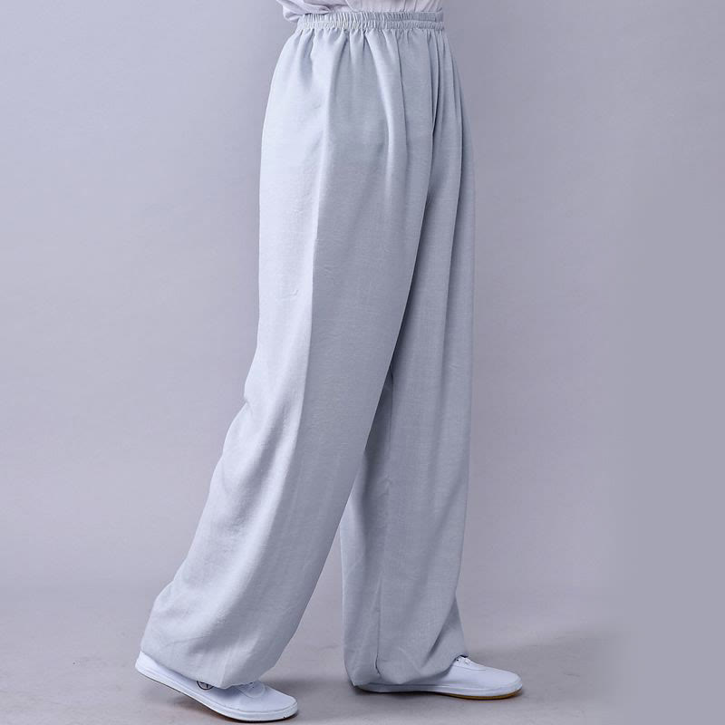 Pantaloni unisex in cotone e lino con elastico in vita, Buddha Stones , per la pratica del Tai Chi Qigong - Grigio chiaro - 3XL- ADATTO A USA/ UK/AU/ EU- 2XL - image 13