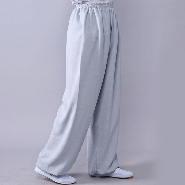 Pantaloni unisex in cotone e lino con elastico in vita, Buddha Stones , per la pratica del Tai Chi Qigong - Grigio chiaro - 3XL- ADATTO A USA/ UK/AU/ EU- 2XL - image 13