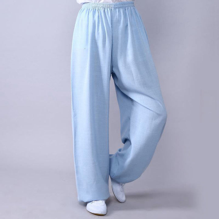 Pantaloni unisex in cotone e lino con elastico in vita, Buddha Stones , per la pratica del Tai Chi Qigong - Ciano chiaro - 3XL- ADATTO A USA/ UK/AU/ EU- 2XL - image 15
