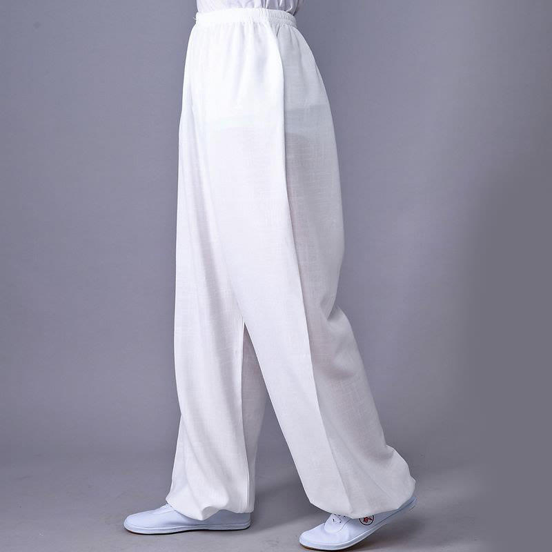 Pantaloni unisex in cotone e lino con elastico in vita, Buddha Stones , per la pratica del Tai Chi Qigong - Bianco - 3XL- ADATTO A USA/ UK/AU/ EU- 2XL - image 16