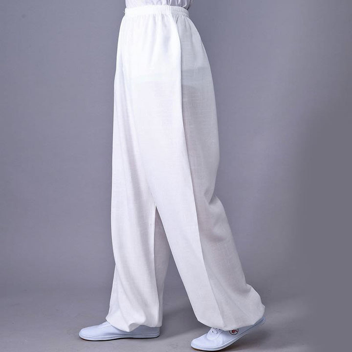 Pantaloni unisex in cotone e lino con elastico in vita, Buddha Stones , per la pratica del Tai Chi Qigong - Bianco - 3XL- ADATTO A USA/ UK/AU/ EU- 2XL - image 15