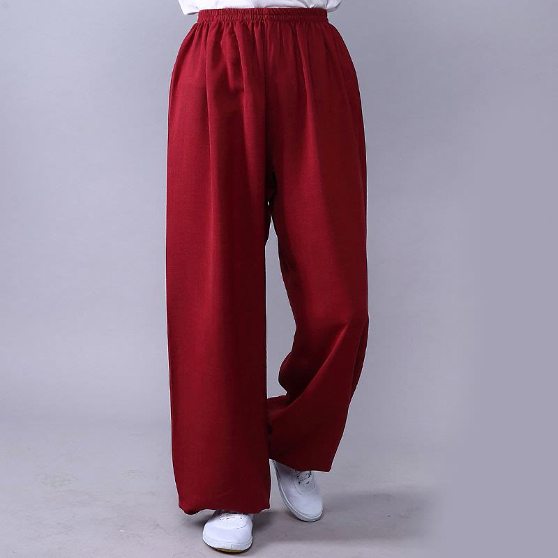 Pantaloni unisex in cotone e lino con elastico in vita, Buddha Stones , per la pratica del Tai Chi Qigong - Cremisi - 3XL- ADATTO A USA/ UK/AU/ EU- 2XL - image 18