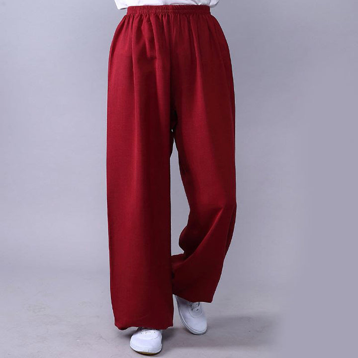 Pantaloni unisex in cotone e lino con elastico in vita, Buddha Stones , per la pratica del Tai Chi Qigong - Cremisi - 3XL- ADATTO A USA/ UK/AU/ EU- 2XL - image 19