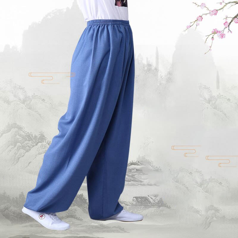 Pantaloni unisex in cotone e lino con elastico in vita, Buddha Stones , per la pratica del Tai Chi Qigong - image 7