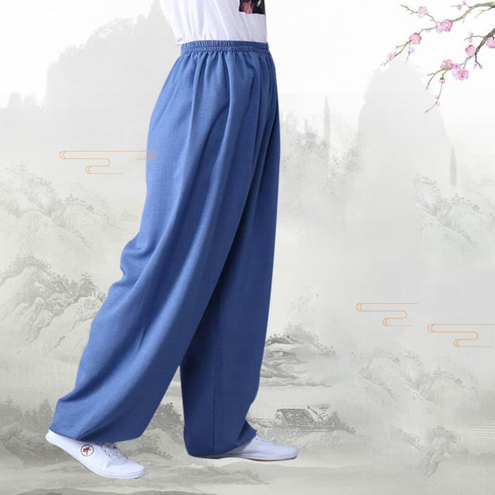 Pantaloni unisex in cotone e lino con elastico in vita, Buddha Stones , per la pratica del Tai Chi Qigong - image 8