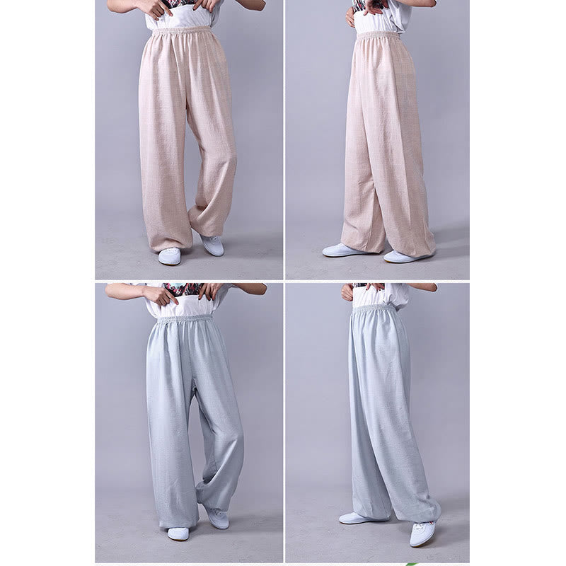 Pantaloni unisex in cotone e lino con elastico in vita, Buddha Stones , per la pratica del Tai Chi Qigong - image 12