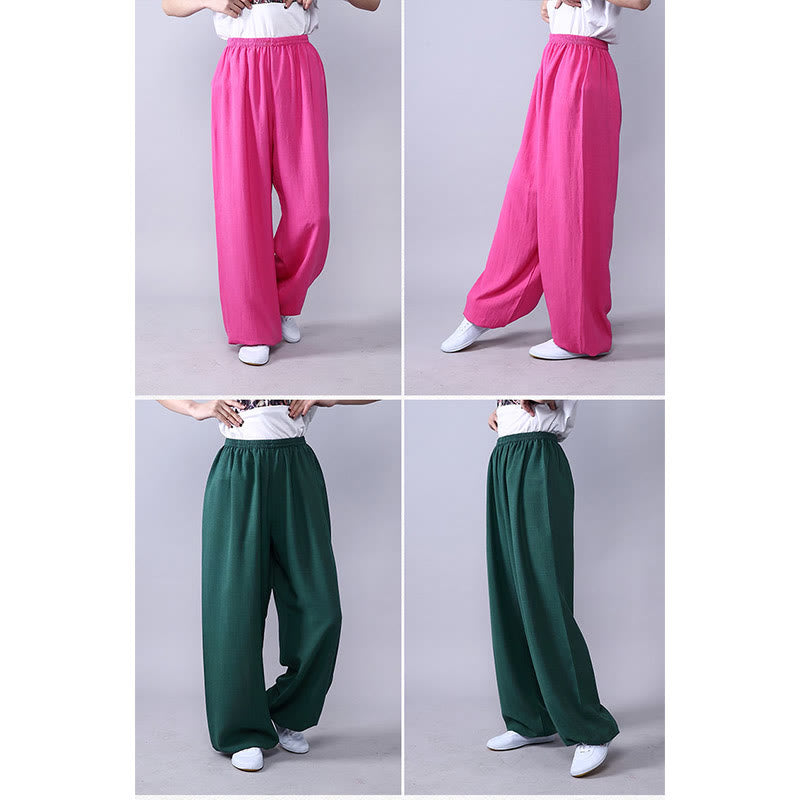 Pantaloni unisex in cotone e lino con elastico in vita, Buddha Stones , per la pratica del Tai Chi Qigong - image 4